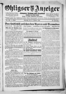 Ohligser Anzeiger : Ohligser Zeitung und Tageblatt ; einzige in Ohligs erscheinende Tageszeitung