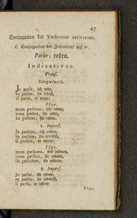 Conjugation der Verborum activorum. [u. a.]