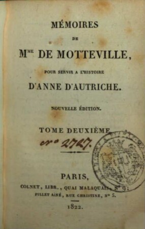 Mémoires de Mme de Motteville pour servir à l'histoire d'Anne d'Autriche. 2