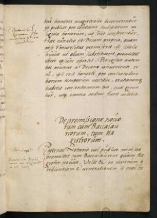 De promisione novorum cum Baccalaureorum, tum Magistrorum.