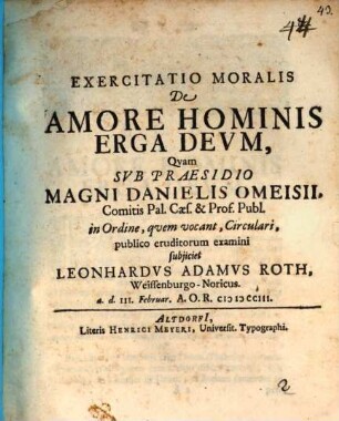 Exercitatio mor. de amore hominis erga Deum