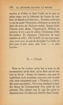 X. - L'École.