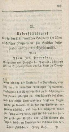 329-346 Übersichtstafel der in den k.k. deutschen Erbstaaten des österreichischen Kaiserthums für Christen bestehenden entkräftenden Ehehindernisse
