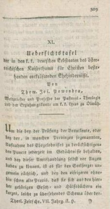 329-346 Übersichtstafel der in den k.k. deutschen Erbstaaten des österreichischen Kaiserthums für Christen bestehenden entkräftenden Ehehindernisse