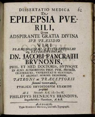 Dissertatio Medica De Epilepsia Puerili