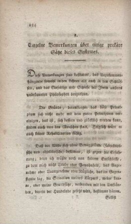 3. Einzelne Bemerkungen über einige prekäre Sätze dieses Systemes