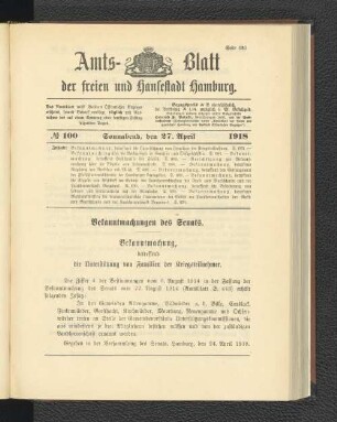 No. 100, 27. April 1918