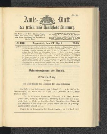 No. 100, 27. April 1918