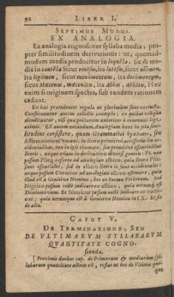 Caput V. De Terminatione, Seu De Ultimarum Syllabarum Quantitate Cognoscenda