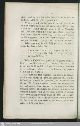 Inwieweit sind bei der Erziehung der weiblichen Jugend die Anforderungen der Zeit zu berücksichtigen?