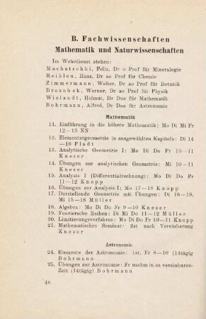 48-67, B. Fachwissenschaften