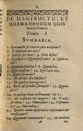Caspari Manzii I.C. Cancellarii Neo-Palatini Tractatus De Servitutibus Personalibus Usufructu, Usu Habitatione Operis servorum Et quibusdam aliis : Iuxta Ordinem Libri Septimi Digestorum