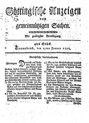 4tes Stück. Sonnabend, den 27ten Januar 1776.