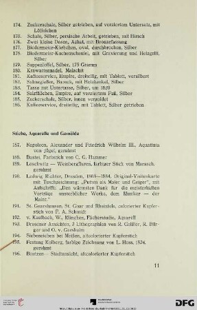 Stiche, Aquarelle und Gemälde (Nr. 187-222)