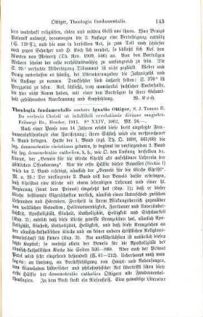 143-144 [Rezension] Ottiger, Ignaz, De ecclesia Christi ut infallibili revelationis divinae magistra