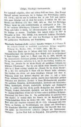143-144 [Rezension] Ottiger, Ignaz, De ecclesia Christi ut infallibili revelationis divinae magistra
