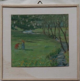 [Landschaft mit blumenpflückenden Kindern]