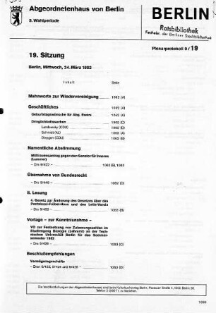 Nr. 19, 24. März 1982