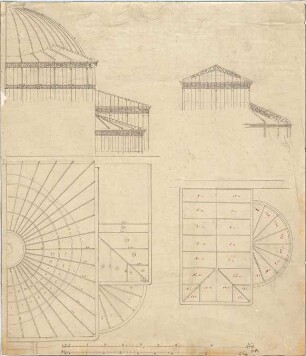Voit, August von; München; Botanischer Garten - Palmenhaus (Teilgrundrisse, Teilansichten)