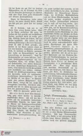 27: Joseph Wannenmacher, Maler, [4] : Nachträge und Beurteilung