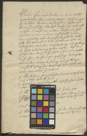 Notamina über Kommissariatsrechnungen, geführt von Johann Oechelhäuser 1707-1708, Johann Henrich Lorsbach 1707-1708, Alexander Tröpler 1708-1709, Martin Seelbach 1714-1715, Friedrich Dresler 1714-1715, 1716-1717 und 1718-1719 sowie Arnold Rorath 1720-1721