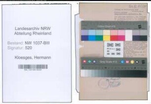 Entnazifizierung Hermann Kloesges , geb. 27.08.1896 (Arbeiter)