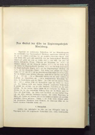 Das Gebiet der Elbe im Regierungsbezirk Merseburg