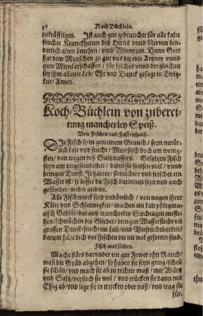 Koch-Büchlein von zubereitung mancherley Speiß