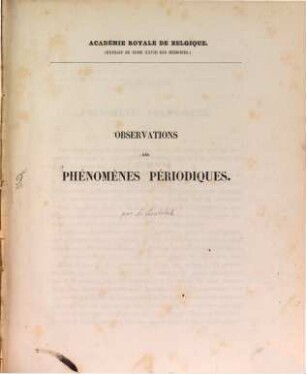 Observations des phénomènes périodiques. [2.] 1853