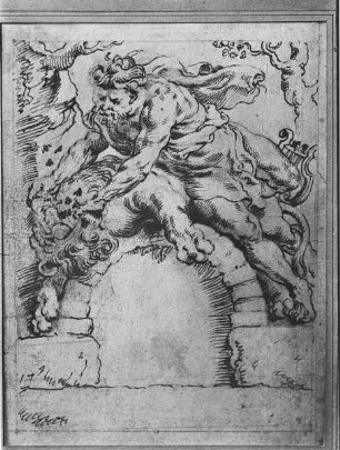 Titelblatt für die Gedichtsammlung von Papst Urban III.: Samson öffnet den Rachen des Löwen, aus dem ein Bienenschwarm entweicht