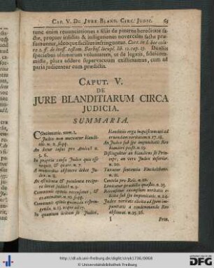 Caput V. De Jure Blanditiarum Circa Judicia.