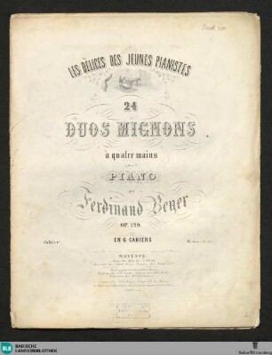 4: Les délices des jeunes pianistes : 24 duos mignons à quatre mains pour le piano; op. 129; en 6 cahiers