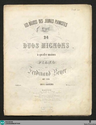 4: Les délices des jeunes pianistes : 24 duos mignons à quatre mains pour le piano; op. 129; en 6 cahiers