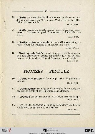 Bronzes - Pendule (Nr. 80-91)