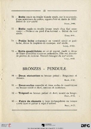 Bronzes - Pendule (Nr. 80-91)
