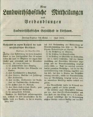 Zweiten Bandes 7tes Stück. - Juli 1831.