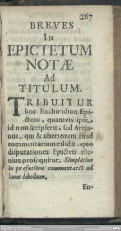 Breves In Epictetum Notae Ad Titulum