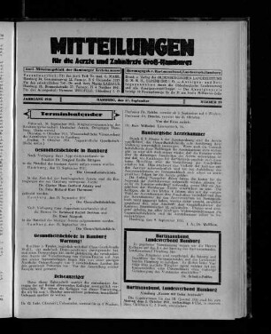 Jahrgang 1931, Hamburg, den 27. September, Nummer 39