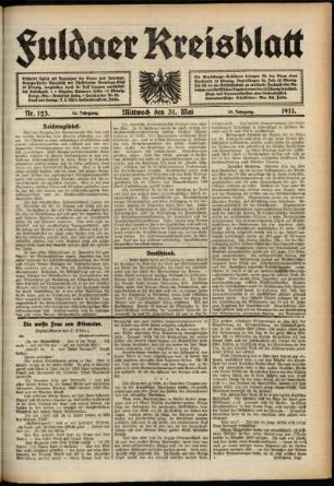 Ausgabe vom Mittwoch, den 31. Mai 1911.