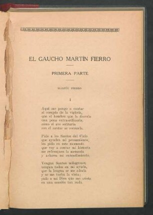 El gaucho Martín Fierro (Primera Parte)