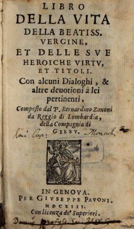 Libro della Vita della beat. Vergine