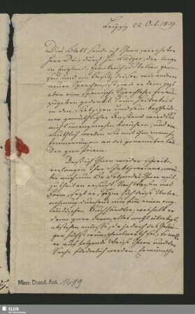 Eigenhändiger Brief - Mscr.Dresd.Aut.1499