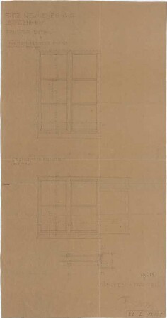 Fischer, Theodor; München - Freimann; Ledigenheim - Fenster (Grundriss, Ansichten)
