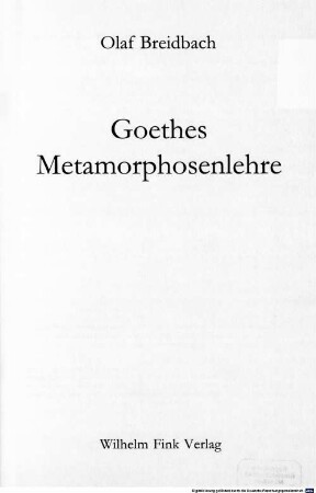 Goethes Metamorphosenlehre