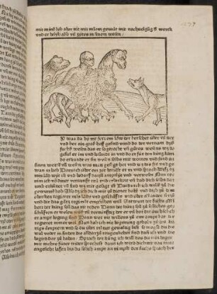 Fuchs vor dem Löwen und anderen Tiren: Kamel, Affe, Bär, (Kapitel XIII: Von dem Löwen und dem Fuchs als Ratgeber)