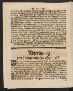 Abfertigung eines ungenannten Spötters