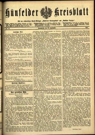 Ausgabe vom Samstag, den 28. September 1912.