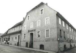 Dippoldiswalde, Brauhofstraße 4. Wohnhaus mit Ladeneinbau (ehemalige Brauerei). Eckansicht