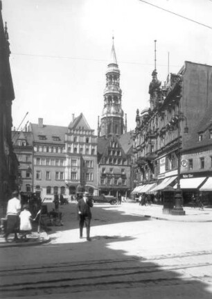 Zwickau, Hauptmarkt : Zwickau, Hauptmarkt. Westseite mit Dom St. Marien