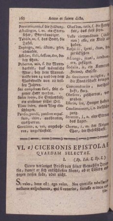 VI. a) Ciceronis Epistolae Qvaedam Selectae